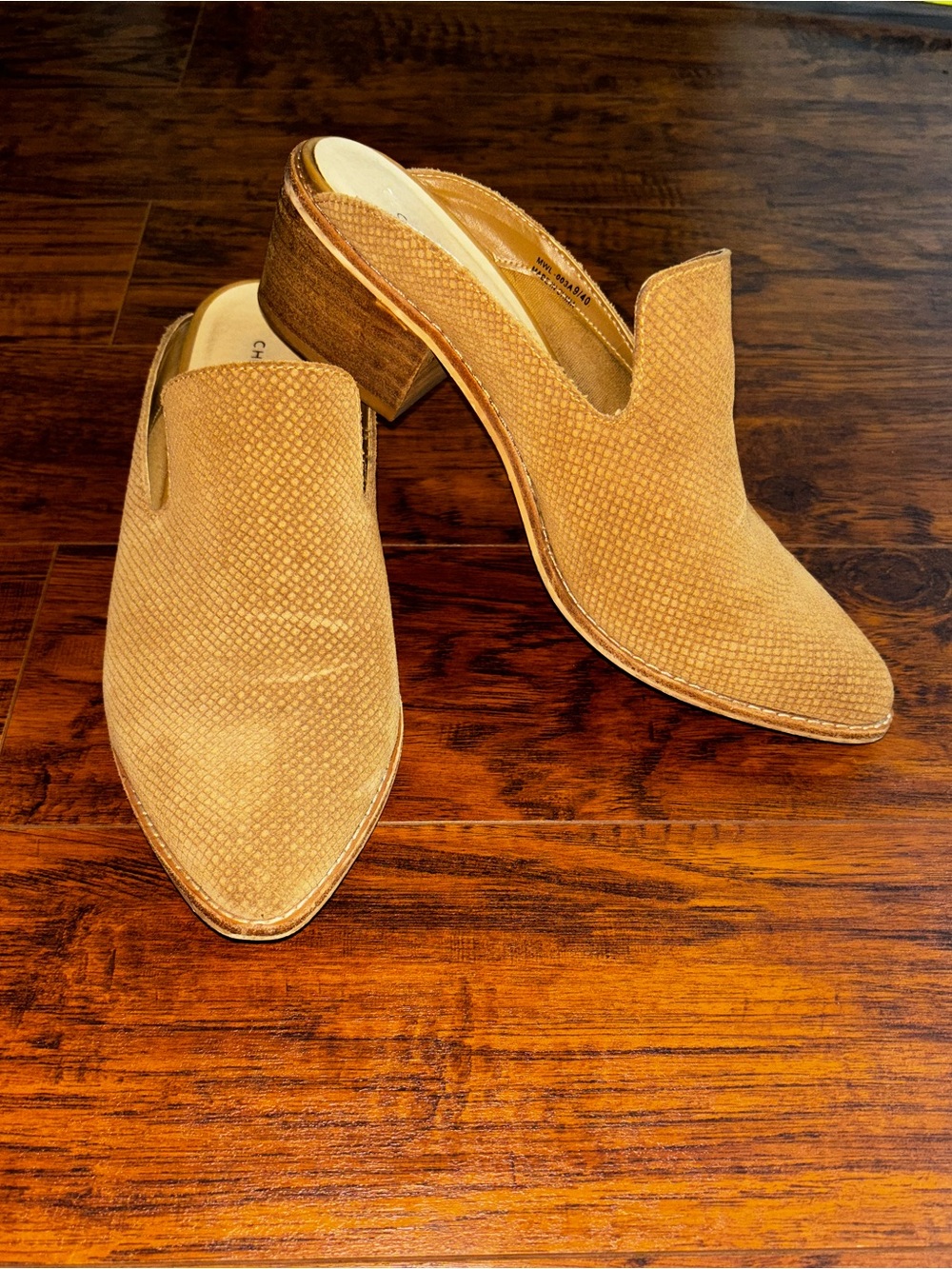 Chinese Laundry Los Angeles Marnie Mule Tan Suede Slip-On Open-Back Bootie